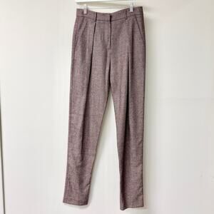 Zeynep Arcay Wool Blend Tapered Pleated Trouser Pants Brown Women's Size US 4